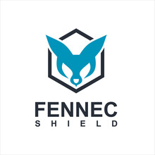 Simple Fennec Fox Head Vector Logo In Hexagon Shield For Security Logo Design Template
