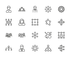 Poster - Set of teamwork related vector line icons.