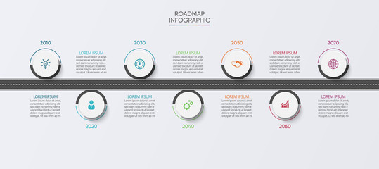 Business road map timeline infographic icons designed for abstract background template milestone element modern diagram process technology digital marketing data presentation chart Vector illustration