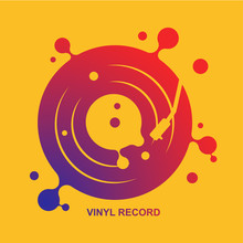 Abstract Vinyl Record Liquid Music Vector With Yellow  Background Graphic