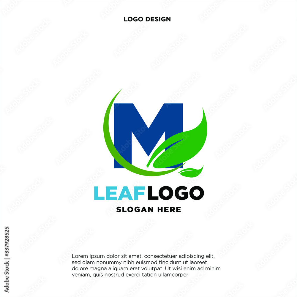Letter M Green Leaf Logo Design Element, Letter S leaf initial logo ...