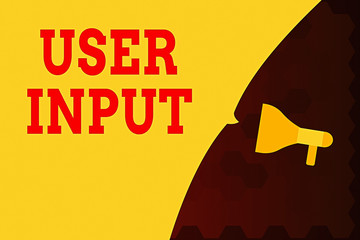 Poster - Text sign showing User Input. Business photo text Any information or data that is sent to a computer for processing Empty Speech Bubble covers half of the Photo Megaphone make an announcement