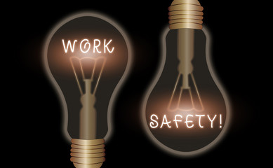 Poster - Writing note showing Work Safety. Business concept for policies and procedures in place to ensure health of employees