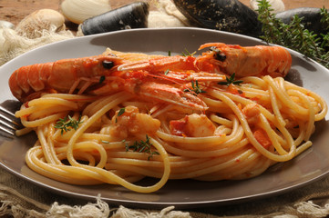 Canvas Print - Spaghetti ai frutti di mare ft0204_5904 Pasta with seafood