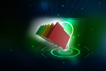 Poster - 3d rendering folder with documents