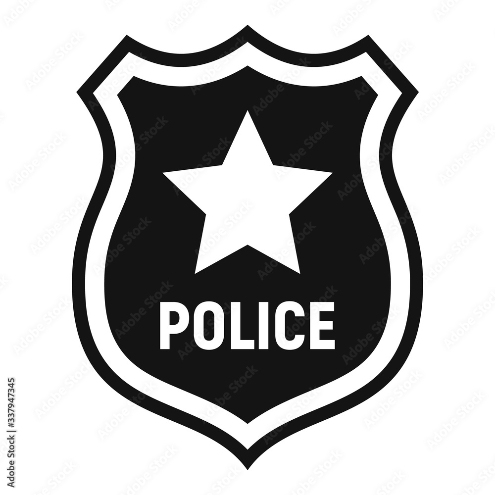 Police badge icon. Simple illustration of police badge vector icon for web design isolated on white background - obrazy, fototapety, plakaty 