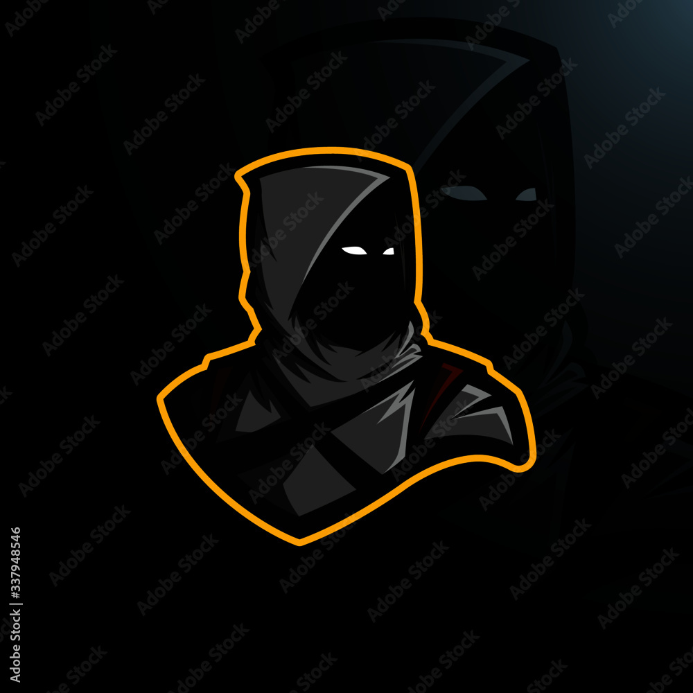 Black assassin logo gaming esports - obrazy, fototapety, plakaty 