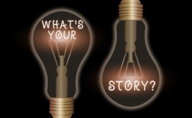 Poster - Writing note showing What S Your Story Question. Business concept for asking demonstrating about his past life actions career or events