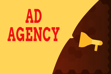 Fototapete - Text sign showing Ad Agency. Business photo text business dedicated to creating planning and handling advertising Empty Speech Bubble covers half of the Photo Megaphone make an announcement