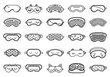 Face sleeping mask icons set. Outline set of face sleeping mask vector icons for web design isolated on white background