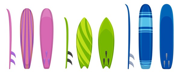 Wall Mural - surfboard icons set. cartoon set of surfboard vector icons for web design