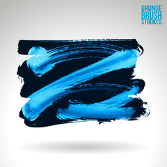 Blue brush stroke and texture. Grunge vector abstract hand - painted element. Underline and border design.