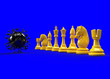 Leinwandbild Motiv 3d rendering of chess pieces against 3d coronavirus covid19 representing the fight of european union countries against the pandemics