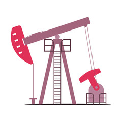 Poster - Oil pump cartoon vector illustration. Industrial pumpjack flat color object. Refinery plant heavy machinery isolated on white background. Burning fossil fuels mining, gas extraction equipment