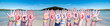 Children Hands Building Colorful German Word Gute Besserung Means Get Well Soon. Ocean And Beach As Background