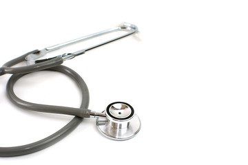 Wall Mural - Gray Stethoscope isolated on white background.