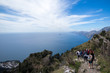 © Giuma - Positano, Campania, Italy - march 2 2017: Hikers walk on a Beautiful path of Amalfi coast called the Path of the Gods (Sentiero degli Dei) Trekking route from Agerola to Nocelle.