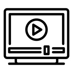 Poster - Play on television icon. Outline play on television vector icon for web design isolated on white background