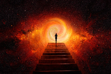 Wall Mural - man on top of ladder
