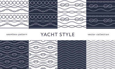 nautical rope seamless patterns. yacht style design.