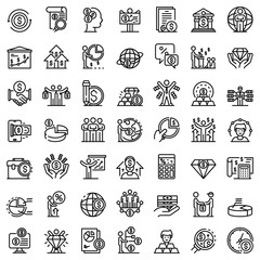 Poster - Broker icons set. Outline set of broker vector icons for web design isolated on white background