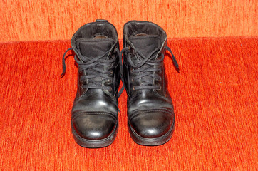 Old Black Leather Boots, Vintage