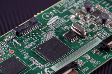 Canvas Print - Microcontroller pcb. Close up printed circuit board of an electronic device