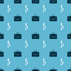 Poster - Set Briefcase and Footsteps on seamless pattern. Vector