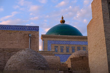 Roofs And Cupolas Of Old Town In Sunset Light, In Khiva, Uzbekistan. Central Asia Travel View
