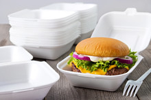 Disposable Styrofoam Burger Boxes With Cheeseburger