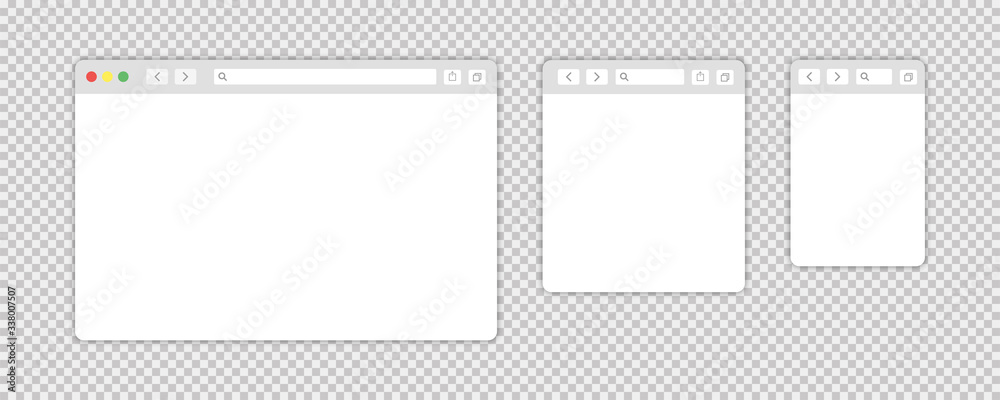 Browser window isolated vector web elements transparent background ...