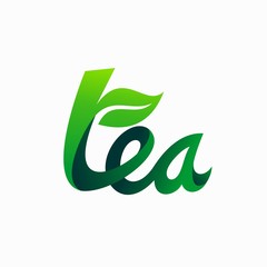 Sticker - lettering tea logo, tea vector logo