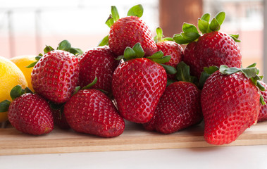 Wall Mural -  The Sweet Red Strawberry,  On The  Kitchen Table