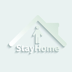 Wall Mural - Paper stay home icon  sign lockdown icon home icon with lock symbol quarantine 