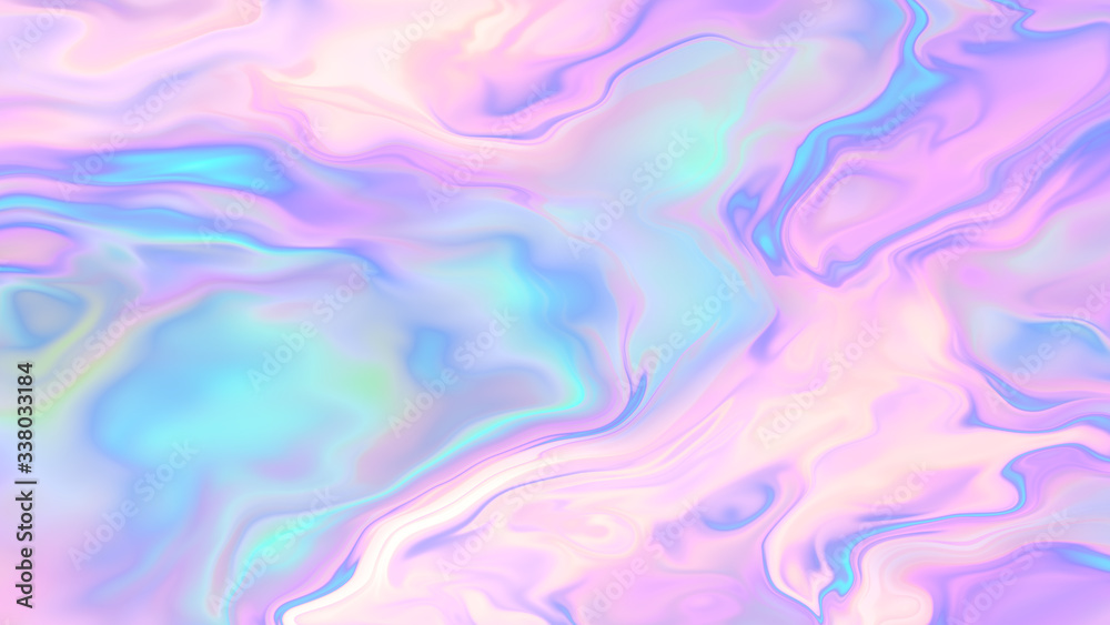 Rainbow trippy background. Iridescent fluid texture. Liquid holographic pattern. Acid rainbow waves. Crazy turbulence effect. - obrazy, fototapety, plakaty 