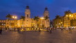 Fountain on The Plaza de Armas day to night timelapse, also known as the Plaza Mayor