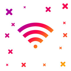 Poster - Color Wi-Fi wireless internet network symbol icon isolated on white background. Gradient random dynamic shapes. Vector Illustration