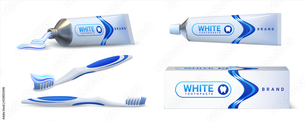 Download Toothpaste Realistic 3d Tube Packaging Mockup With Brand Identity And Dental Care Advertisement Vector Isolated Illustration Oral Hygiene Products Set With Toothbrush And Toothpaste Wall Mural Spicytruffel