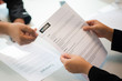 © Asada - Recruitment, contract and business  employment concept. HR review the profile resume of the job applicant. Business employment and human resource management concept.