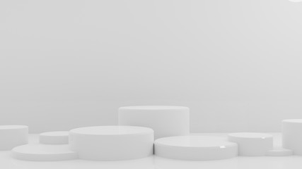 3d rendering illustration of background abstract pedestal board, cylinder art display mockup for pro