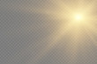 © timchig - Vector spotlight. Bright light beam. Transparent realistic effect. Stage lighting.