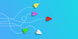 © appledesign - Paper plane that makes a difference by moving in a different direction from the others. different thinking concept. 3d illustration, 3d render.