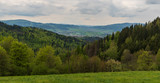 Fototapeta Do pokoju - view from meadow near Kaple sv. Isidora above Hradek nad Olsi village in Czech republic