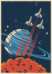 Wall Mural - space adventure colorful template