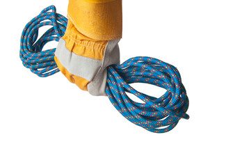 construction rope in the hand.cord for towing a car