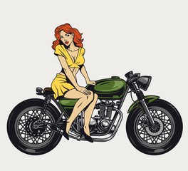 Vintage motorcycle colorful template