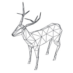  Ilustracja jelenia wielokątne linie. Abstrakcjonistyczny wektorowy rogacz na białym tle