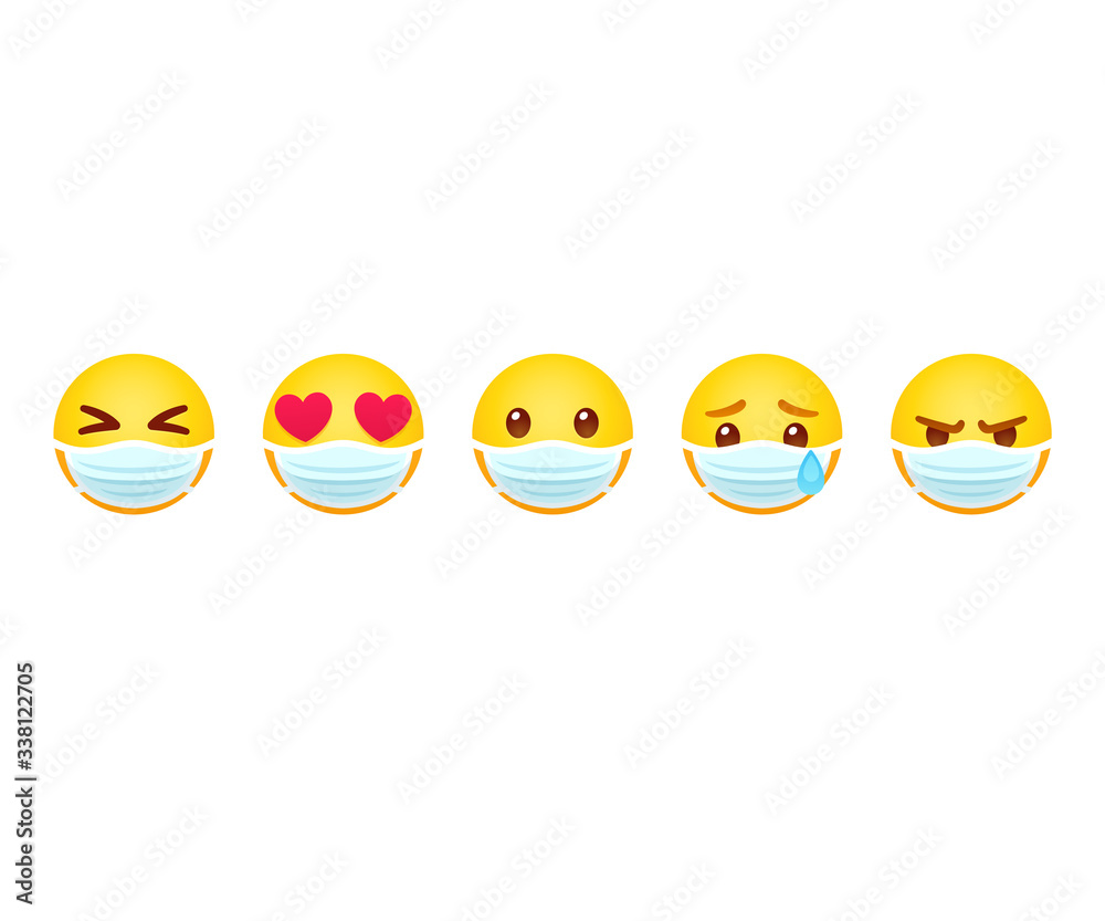 Emoji in face mask Stock Vector | Adobe Stock