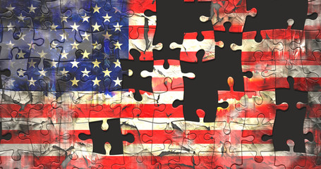 Wall Mural - america usa flag in puzzle pieces 