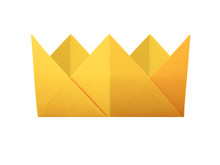 Origami Paper Crown Golden On A White Background